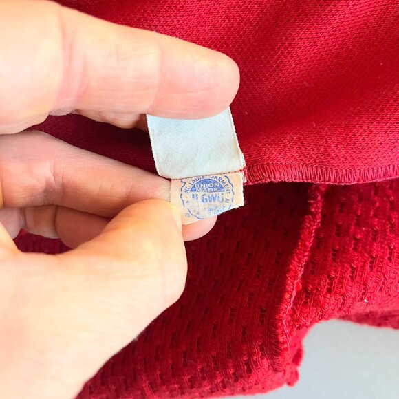 Vintage Beeline Fashions Size S? Red Double-Breasted Knit Cardigan Jacket - Picture 10 of 10